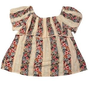 Bobeau Women's Boho Prairie Relaxed Peasant Fairy Top Size Medium